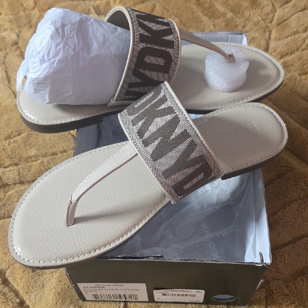 DKNY Beige and Brown Women's Sandals